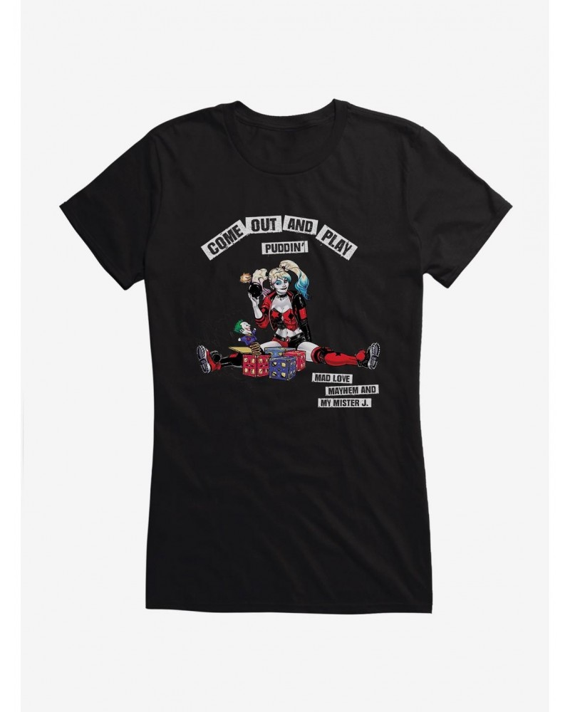 DC Comics Batman Harley Quinn Come Out And Play Girls T-Shirt $5.98 T-Shirts