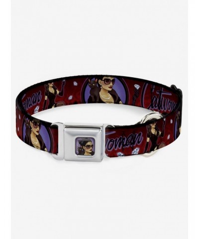 DC Comics Catwoman Bombshell Pose Diamonds Seatbelt Buckle Dog Collar $9.71 Pet Collars