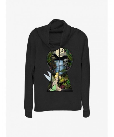 Disney Tinker Bell Keyhole To Neverland Cowl Neck Long-Sleeve Top $15.45 Tops