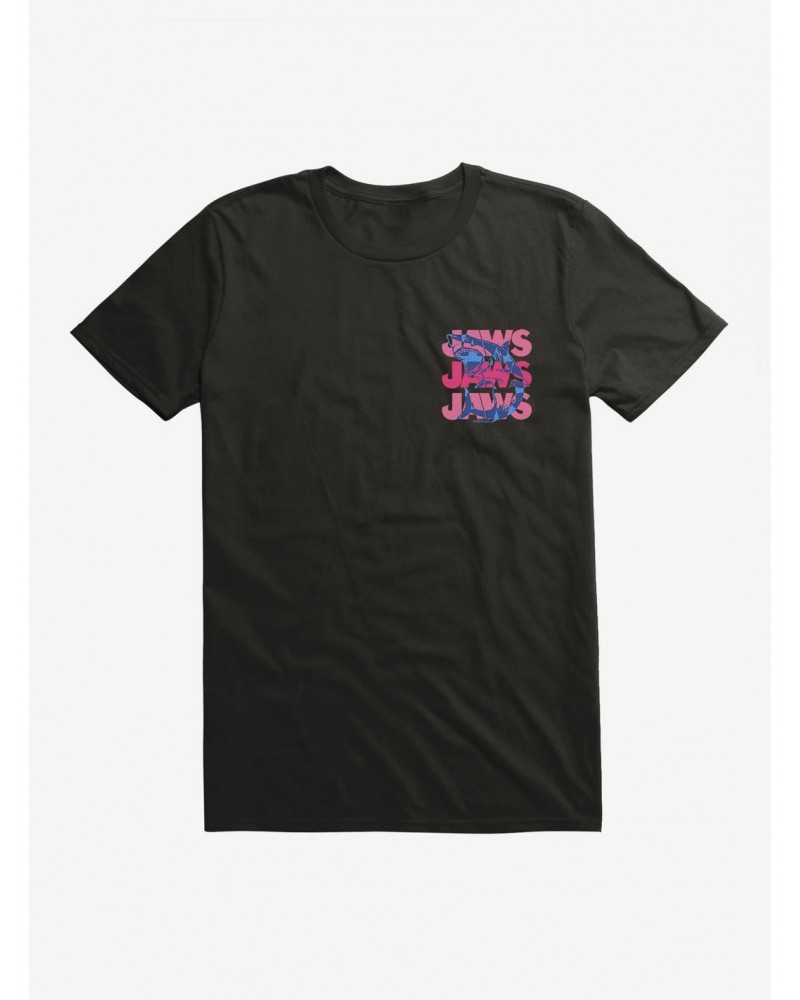 Jaws Pink Script Stack T-Shirt $7.27 T-Shirts