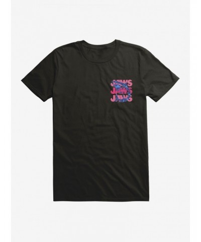 Jaws Pink Script Stack T-Shirt $7.27 T-Shirts