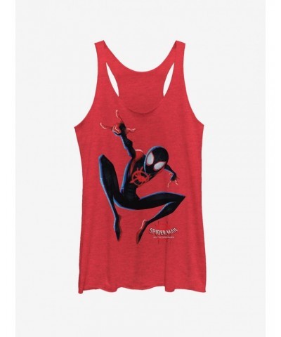 Marvel Spider-Man: Into The Spider-Verse Big Miles Heather Red Girls Tank Top $6.63 Tops