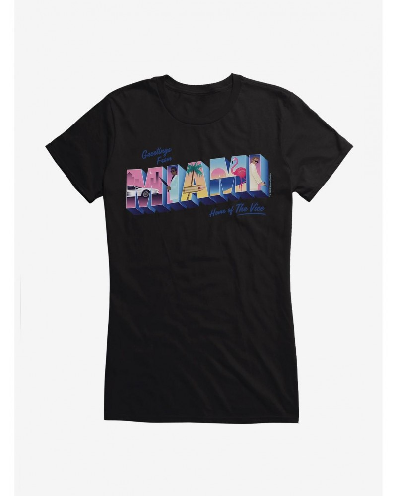 Miami Vice Greetings From Miami Girls T-Shirt $6.18 T-Shirts