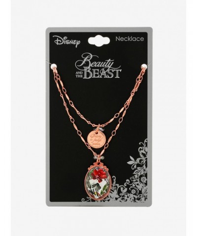 Disney Beauty And The Beast Rose Layered Necklace $6.32 Necklaces