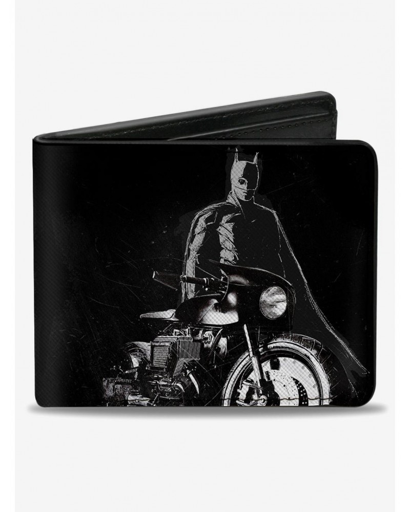 DC Comics The Batman And Batcycle Pose Black White Bifold Wallet $10.24 Wallets