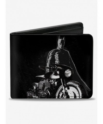 DC Comics The Batman And Batcycle Pose Black White Bifold Wallet $10.24 Wallets