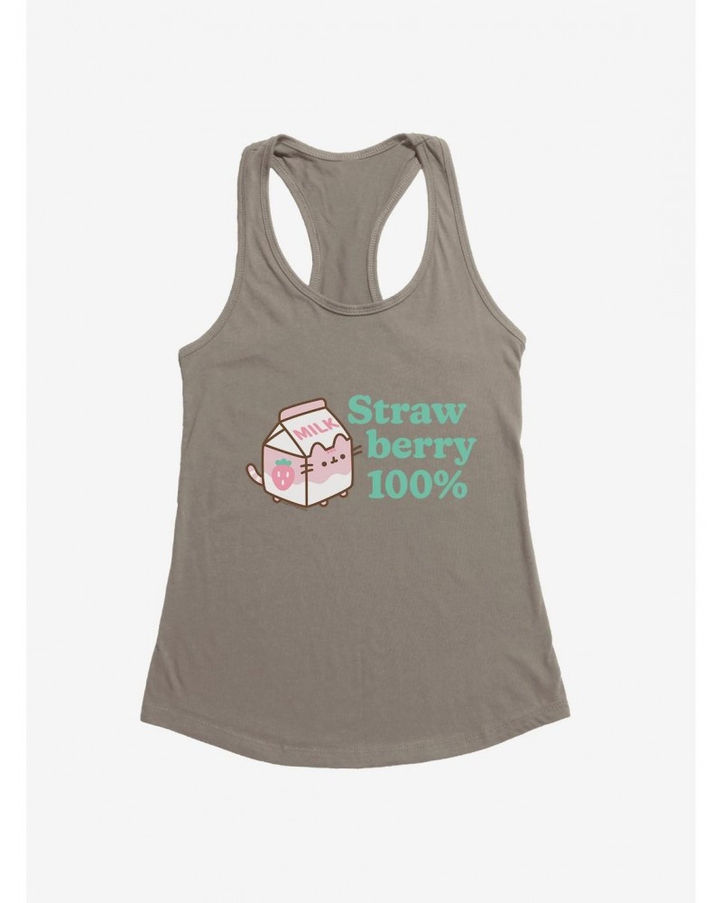 Pusheen Sips Strawberry 100 Percent Girls Tank $7.97 Tanks