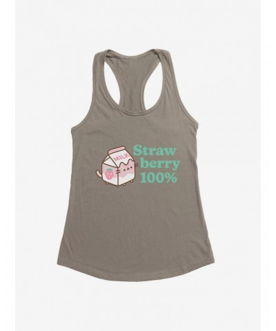 Pusheen Sips Strawberry 100 Percent Girls Tank $7.97 Tanks