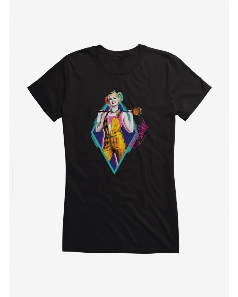 DC Comics Birds Of Prey Harley Quinn Neon Diamond Autograph Girls T-Shirt $6.37 T-Shirts