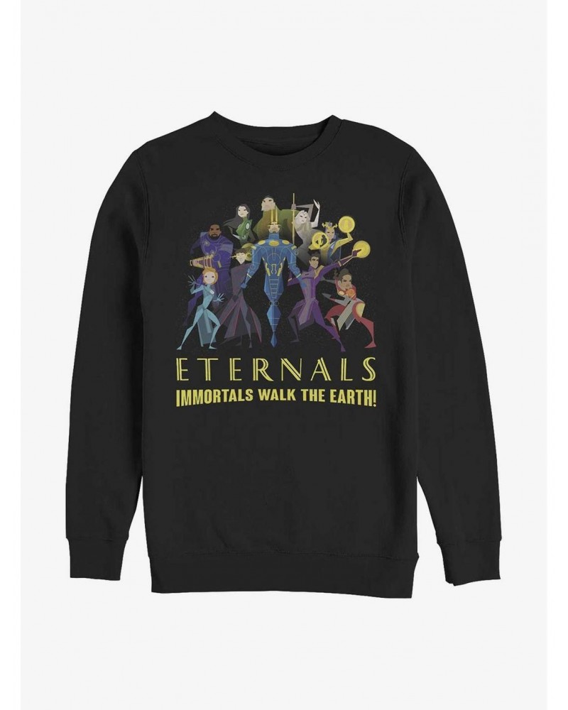 Marvel Eternals Immortals Walk The Earth Crew Sweatshirt $12.10 Sweatshirts