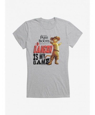 Puss In Boots Danger Is My Game Girls T-Shirt $6.37 T-Shirts