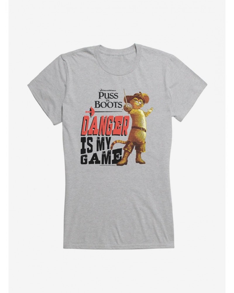 Puss In Boots Danger Is My Game Girls T-Shirt $6.37 T-Shirts