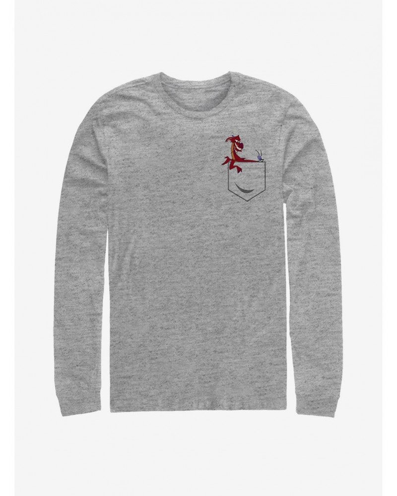 Disney Mulan Mushu And Cricket Faux Pocket Long-Sleeve T-Shirt $12.11 T-Shirts