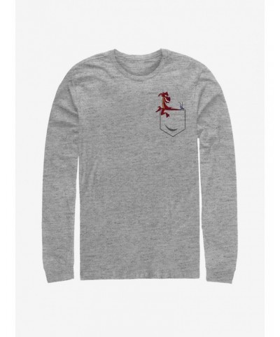 Disney Mulan Mushu And Cricket Faux Pocket Long-Sleeve T-Shirt $12.11 T-Shirts