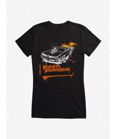 Fast & Furious Flames Sketch Girls T-Shirt $9.76 T-Shirts