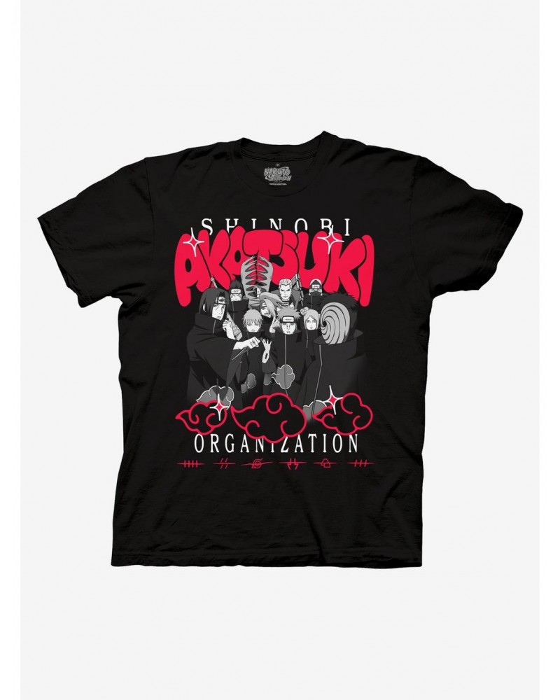 Naruto Shippuden Akatsuki Bubble Font T-Shirt $7.17 T-Shirts