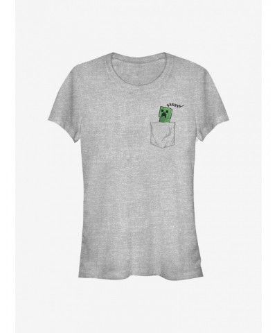 Minecraft Faux Pocket Creeper Girls T-Shirt $8.17 T-Shirts