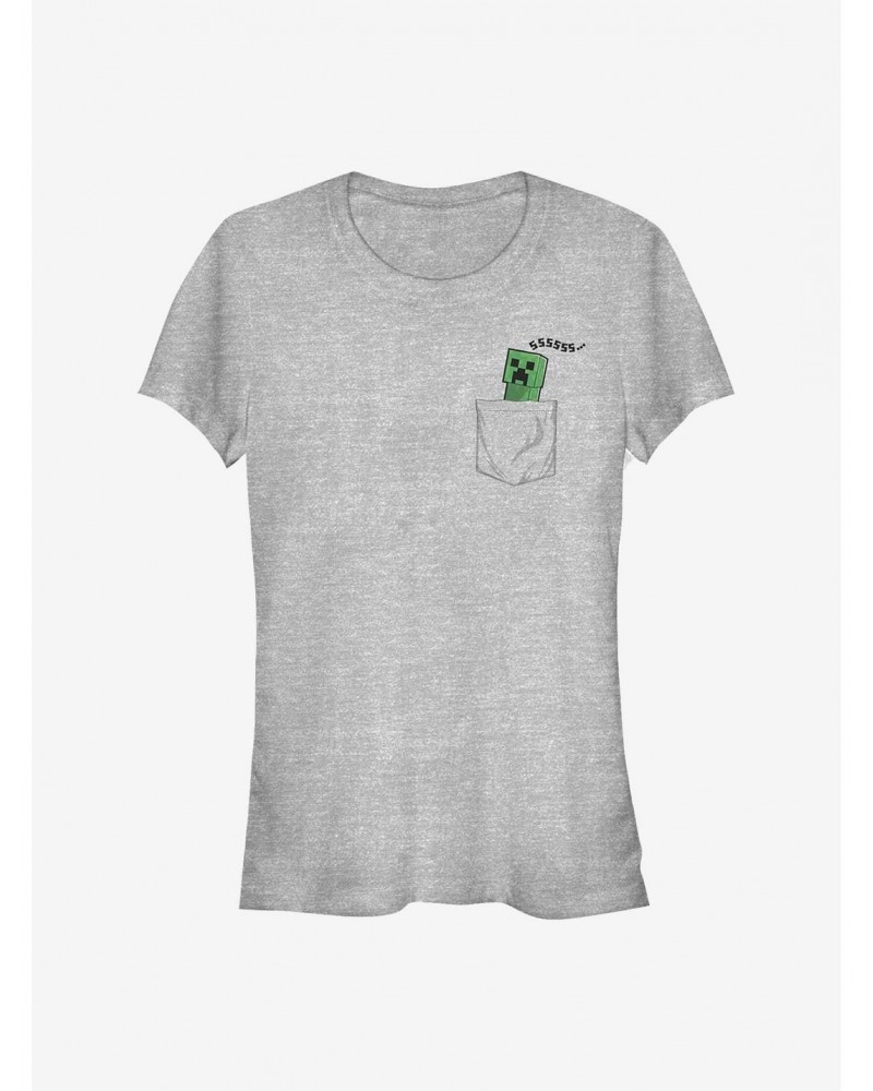 Minecraft Faux Pocket Creeper Girls T-Shirt $8.17 T-Shirts